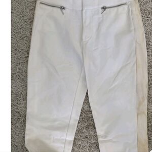 Rebecca Taylor Stylish White Pants With Side Tuxedo Stripe